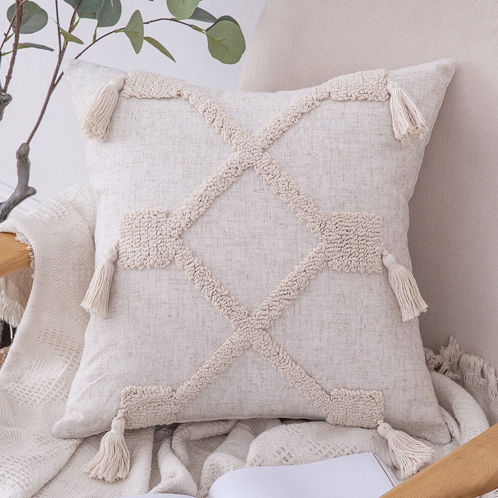 Housse de coussin - Motif beige - Beige avoine
