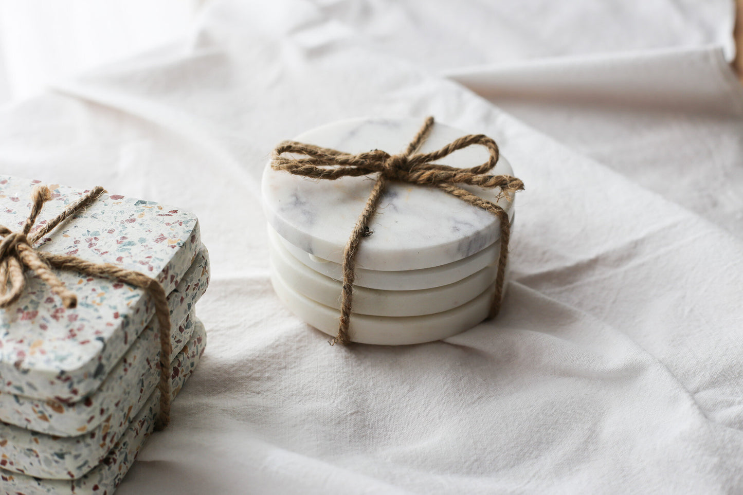 Sous-verres carrés en terrazzo - Beige avoine
