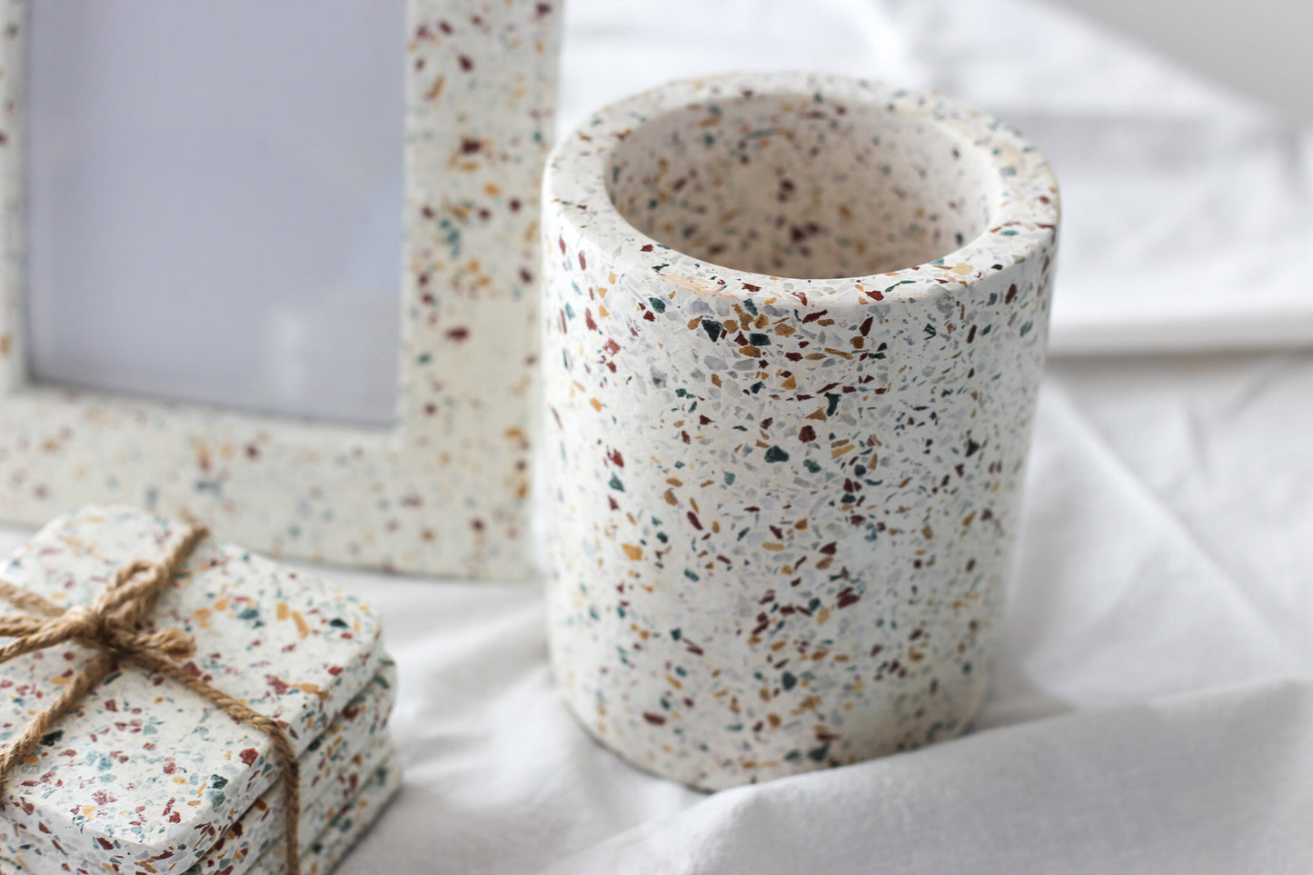 Sous-verres carrés en terrazzo - Beige avoine
