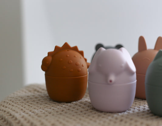 Ensemble de 5 jouets de bain en silicone - Beige avoine - Beige avoine