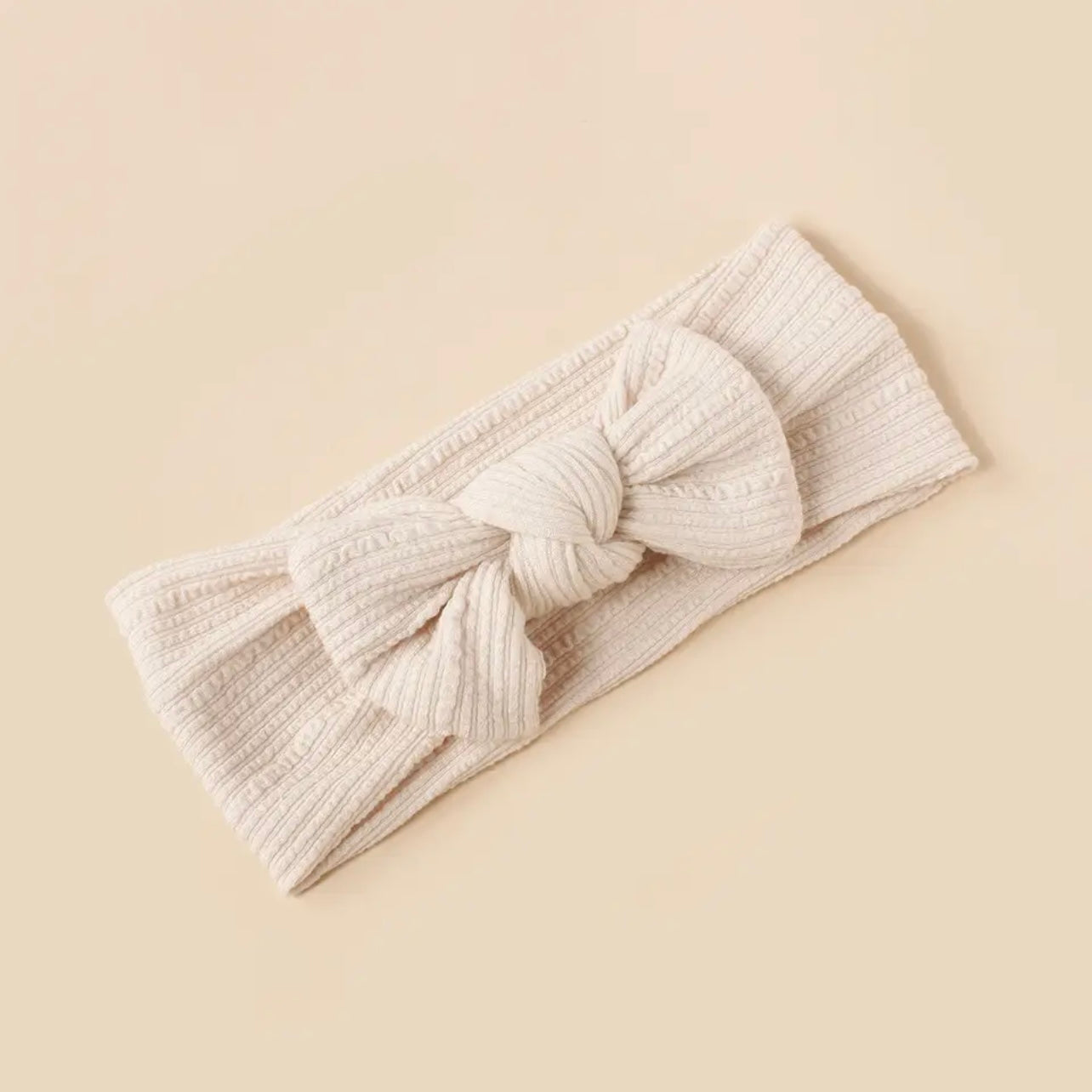 Bandeau côtelé avec noeud pour bébé - Beige avoine - Beige avoine