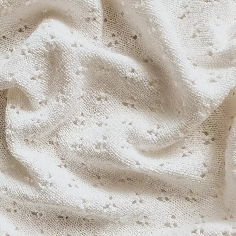 Pointelle Knit Blanket - Oatmeal Beige