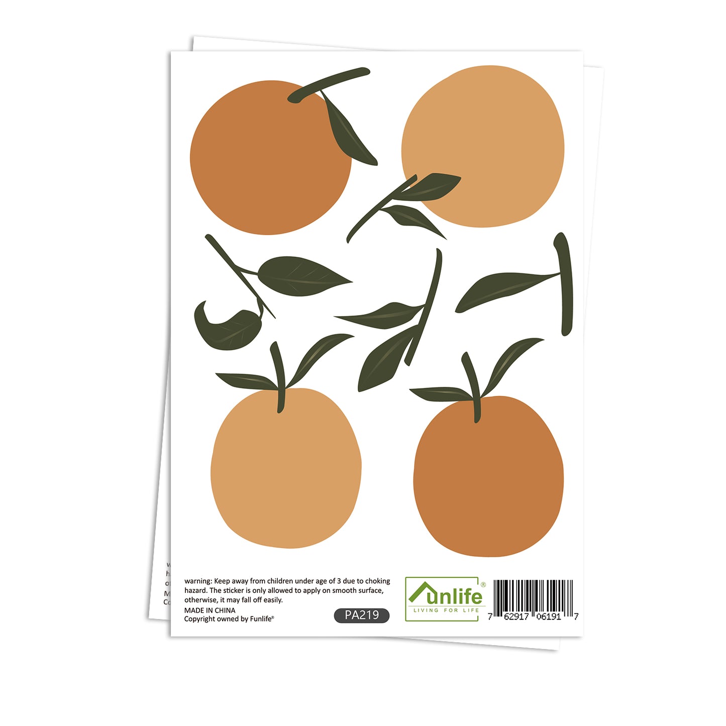 Autocollants muraux en vinyle - Oranges - Beige avoine