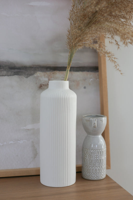 Embla vase en grès - beige - Beige avoine