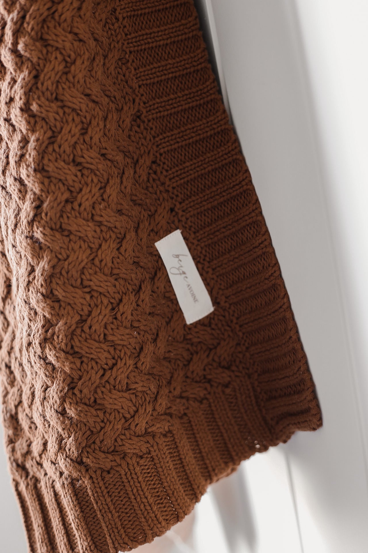 Couverture en tricot marron - Beige avoine - Beige avoine