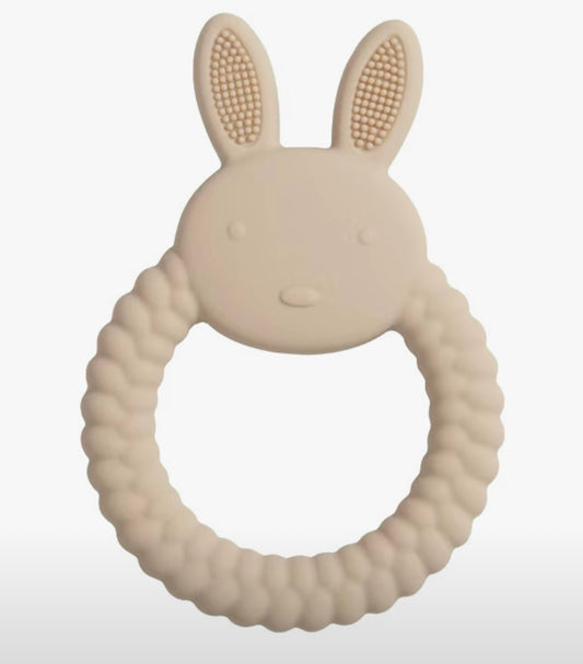 Anneau de dentition en silicone - Lapin - Beige avoine