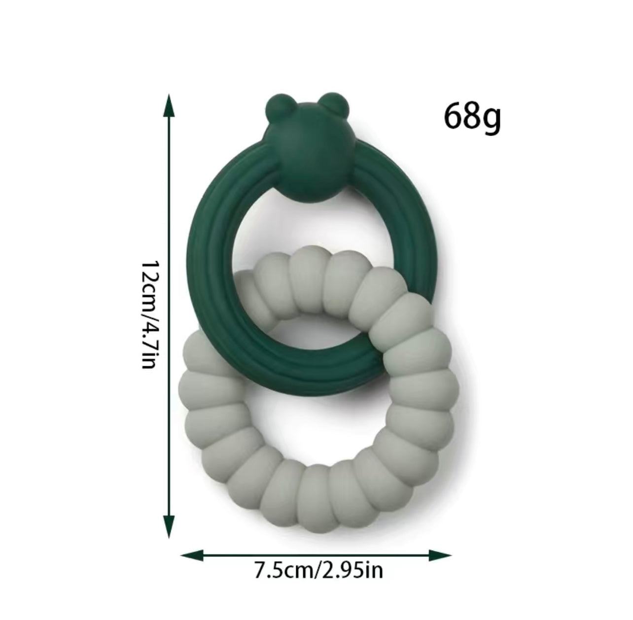 Anneau de dentition en silicone pour bébé - Crocodile et ourson - Beige avoine