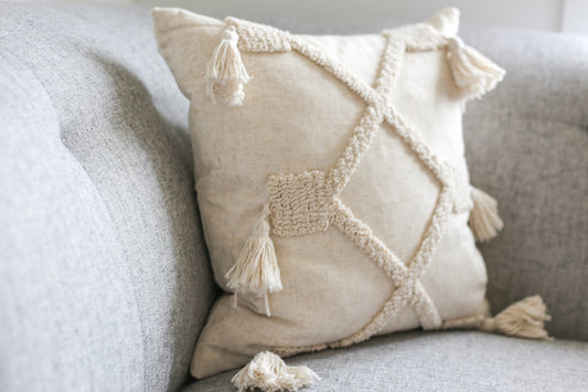 Housse de coussin - Motif beige - Beige avoine