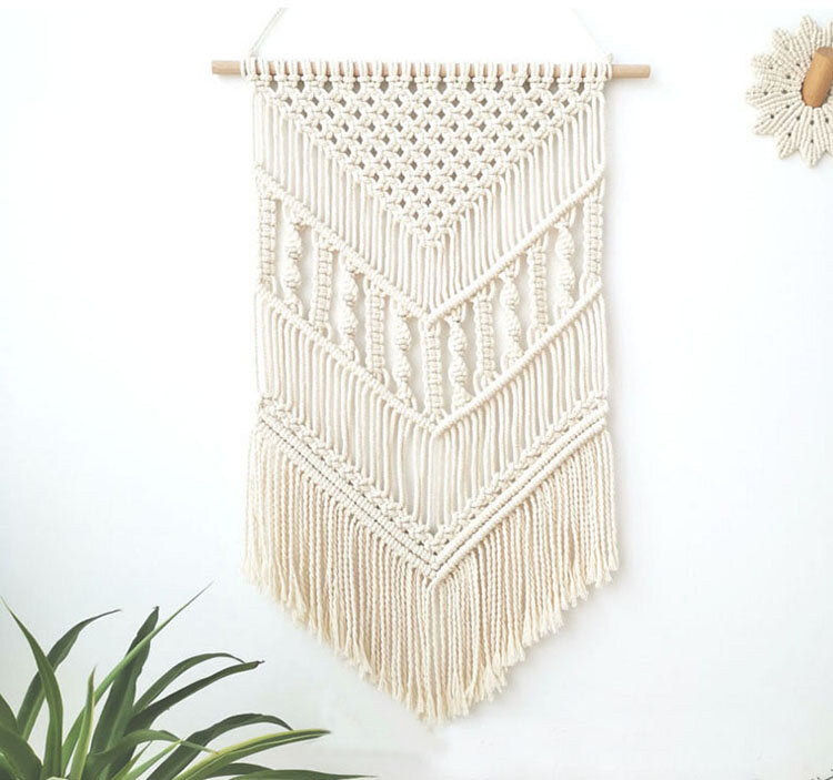 Suspension en macramé - Beige avoine
